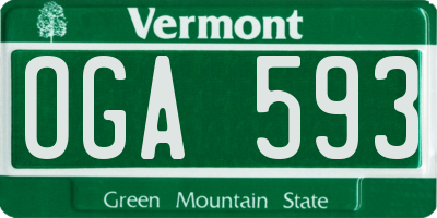 VT license plate OGA593