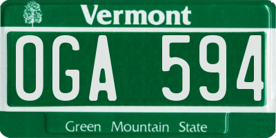 VT license plate OGA594