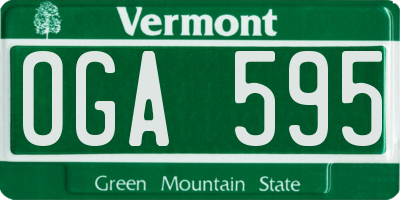 VT license plate OGA595