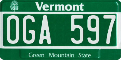 VT license plate OGA597
