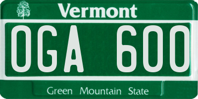VT license plate OGA600
