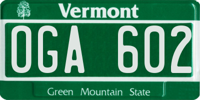 VT license plate OGA602