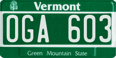 VT license plate OGA603