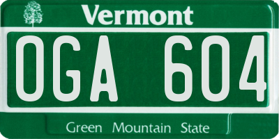 VT license plate OGA604