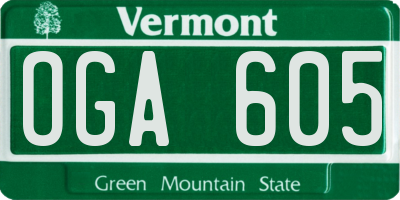 VT license plate OGA605