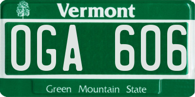 VT license plate OGA606