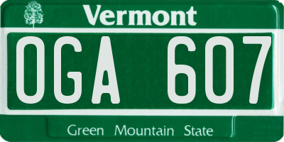 VT license plate OGA607