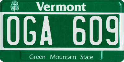 VT license plate OGA609