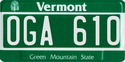 VT license plate OGA610