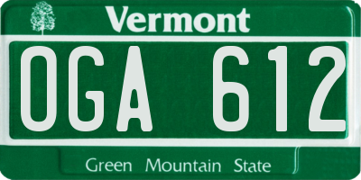 VT license plate OGA612