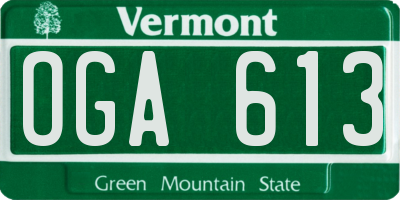 VT license plate OGA613