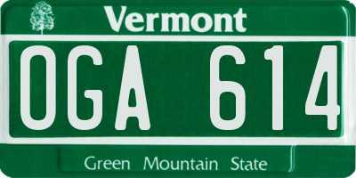 VT license plate OGA614