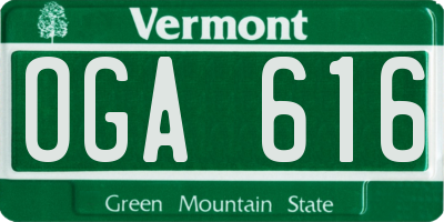 VT license plate OGA616
