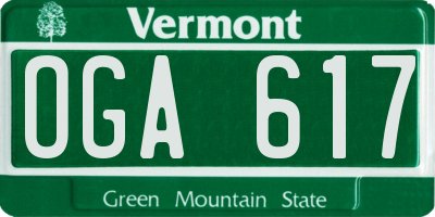 VT license plate OGA617