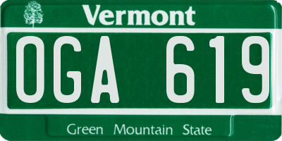 VT license plate OGA619