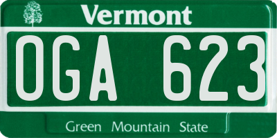 VT license plate OGA623