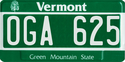 VT license plate OGA625
