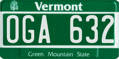 VT license plate OGA632