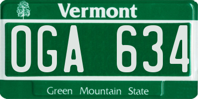 VT license plate OGA634