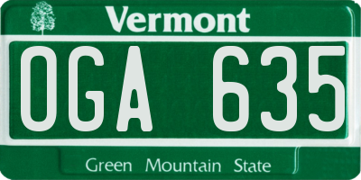VT license plate OGA635