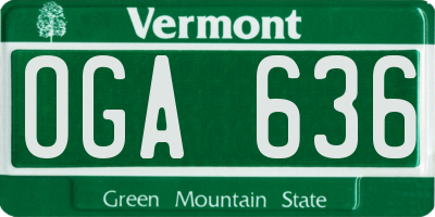 VT license plate OGA636