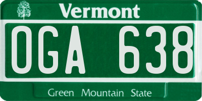 VT license plate OGA638