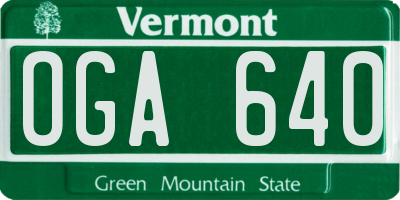 VT license plate OGA640