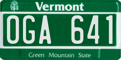 VT license plate OGA641