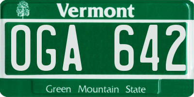 VT license plate OGA642