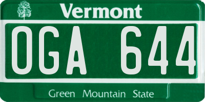VT license plate OGA644