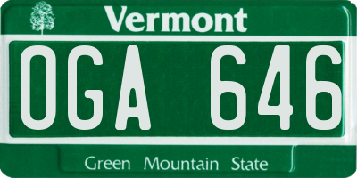 VT license plate OGA646