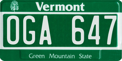 VT license plate OGA647
