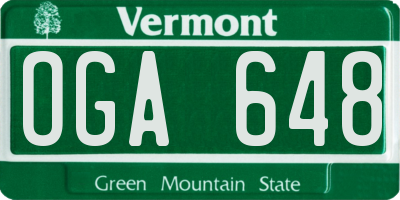 VT license plate OGA648