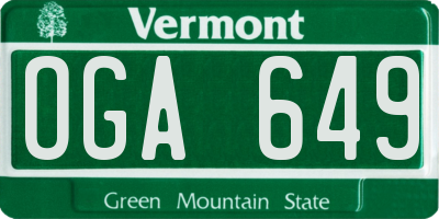 VT license plate OGA649