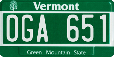 VT license plate OGA651