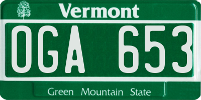 VT license plate OGA653