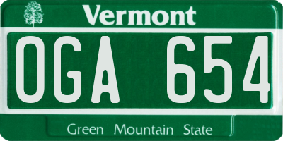 VT license plate OGA654