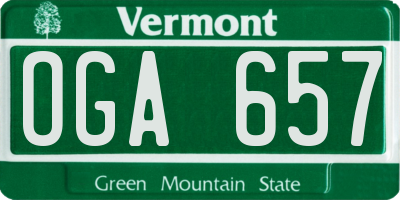 VT license plate OGA657