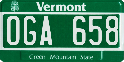 VT license plate OGA658