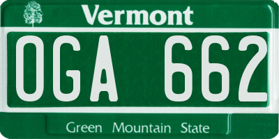 VT license plate OGA662