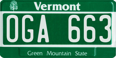 VT license plate OGA663