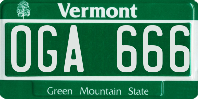 VT license plate OGA666