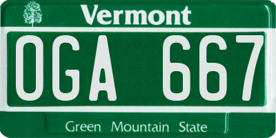 VT license plate OGA667