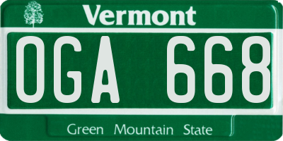 VT license plate OGA668