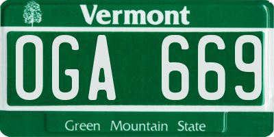 VT license plate OGA669