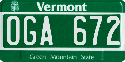 VT license plate OGA672