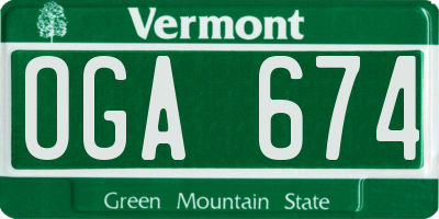 VT license plate OGA674