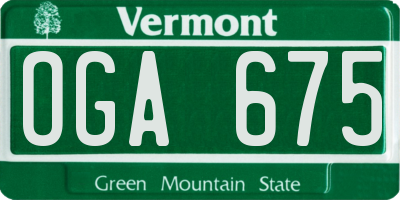 VT license plate OGA675