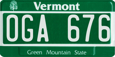 VT license plate OGA676