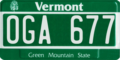 VT license plate OGA677